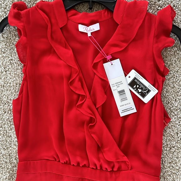 Parker Monaco red midi dress size 2 - Picture 2 of 4